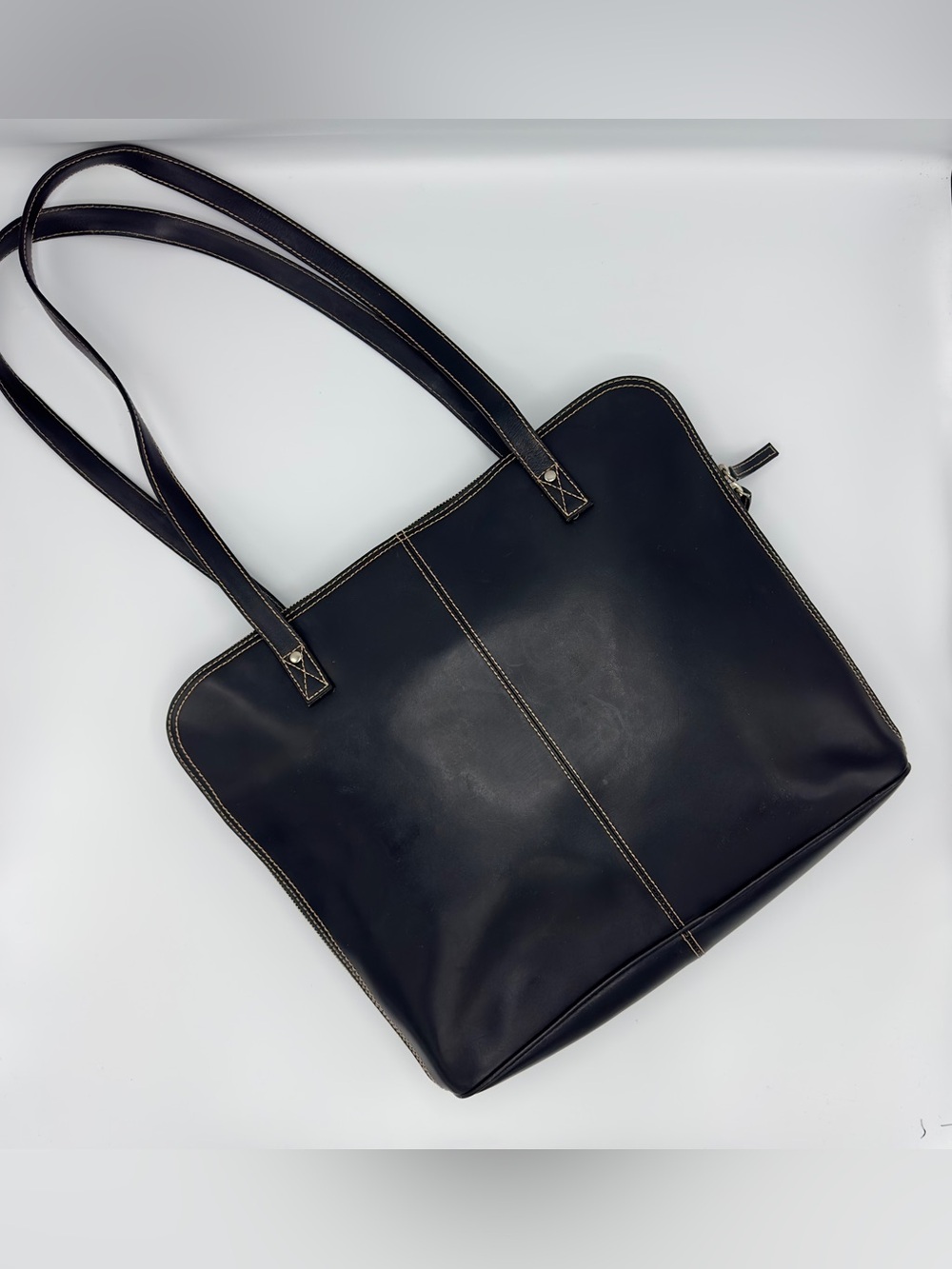 Wilsons Leather Pelle Studio Black Leather Laptop Tote Bag - Picture 6 of 16